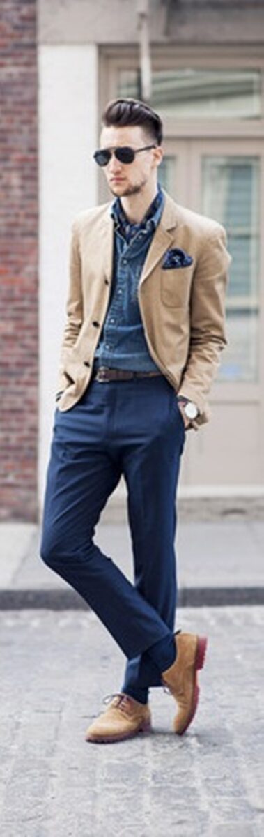 how to wear a denim shirt male