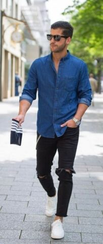 40 (Men’s Weapon) Denim Shirts Outfits For Men – Macho Vibes