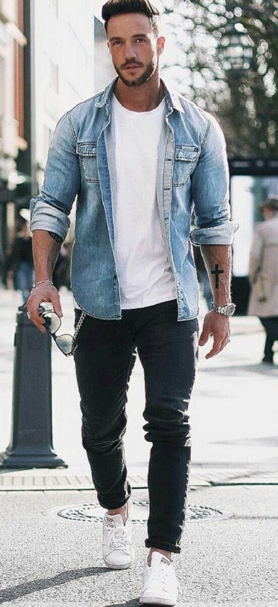 40 (Men’s Weapon) Denim Shirts Outfits for Men - Machovibes