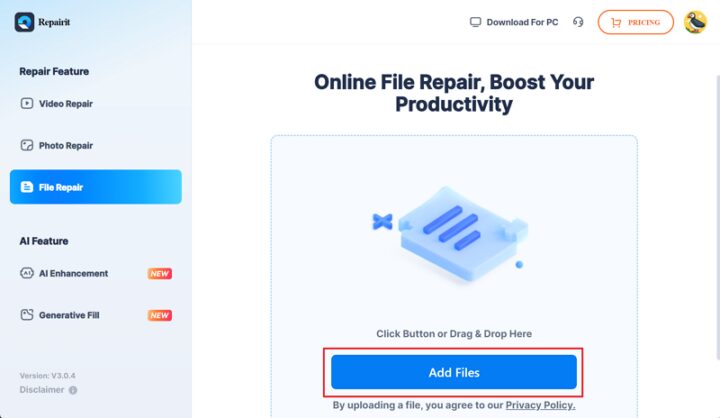 online file repair